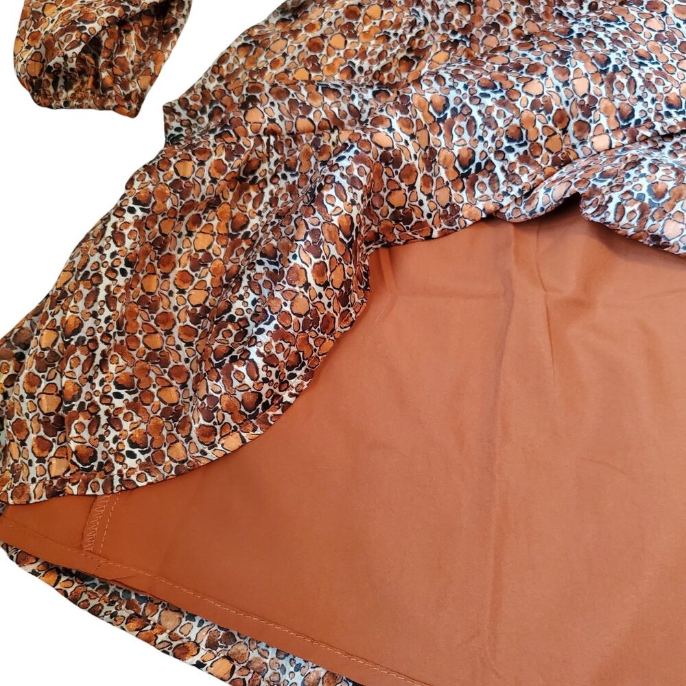 NWT Molly Bracken Shades of Rust / Copper with tiered ruffle bottom Size Small - Picture 8 of 14
